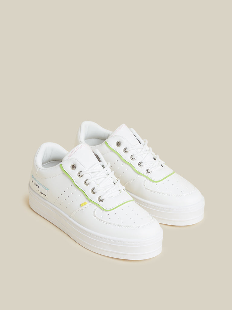 LUNA BLU White Faux-Leather Sneakers